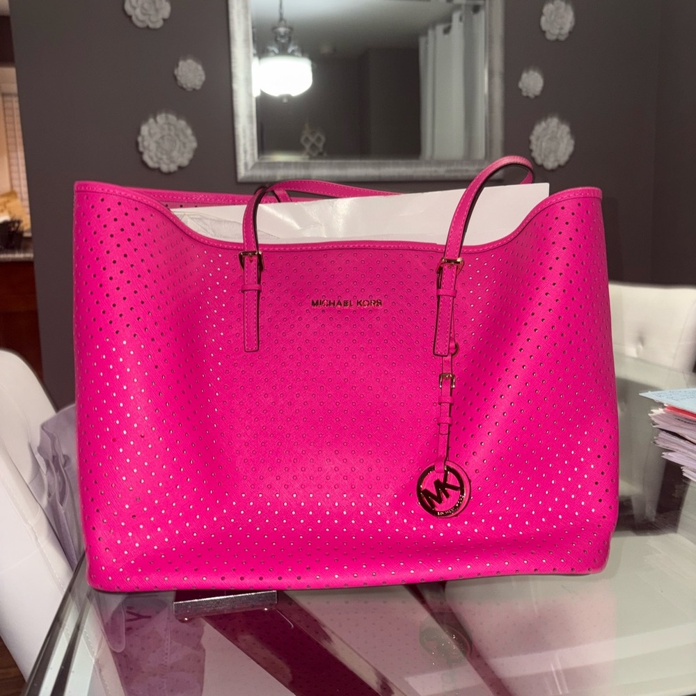 Michael Kors Fuchsia Perforated Tote
